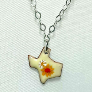 Small Cream Texas necklace with wildflowers