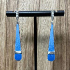 Wrapped, teardrop earrings with gradated blue