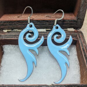 Square blue swirl earrings