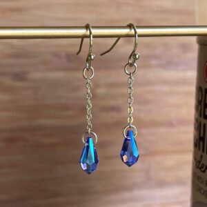 Fun and classy Sapphire Shimmer crystal teardrop earrings