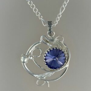 Crystal tanzanite and antique silver-plated necklace