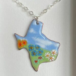 Texas wildflower scene necklace